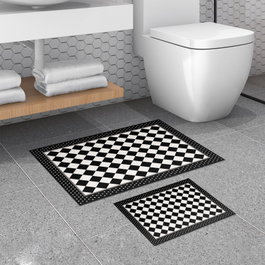 Mijölnir Juego de alfombras de baño Blanco y Negro (2 piezas)